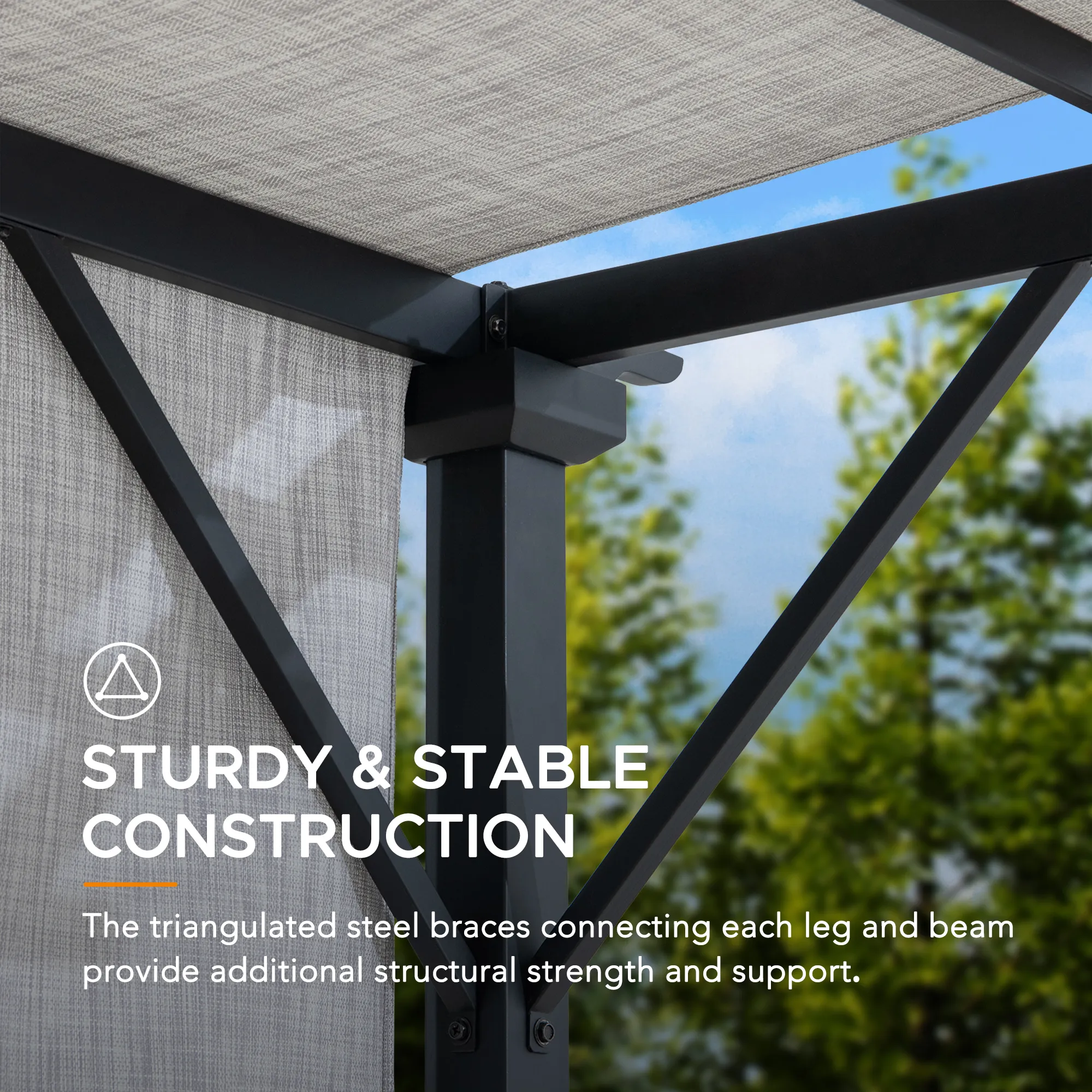 Palladio Adjustable Canopy Metal Pergola 9' x 9' - Gray - Image 8