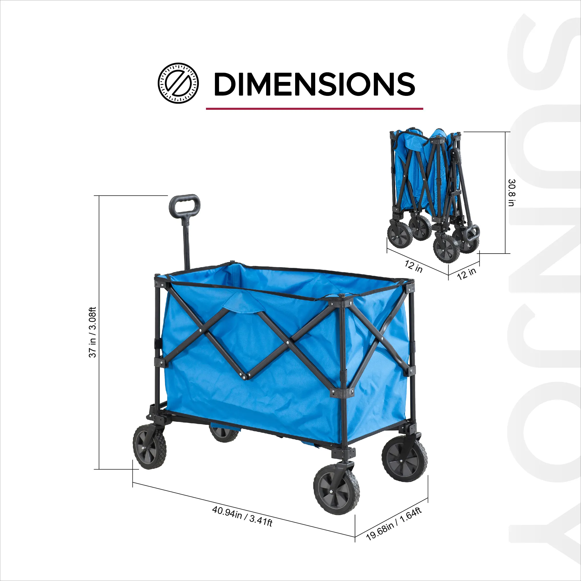 Rover Heavy-Duty Collapsible Folding Utility Wagon 255L - All-Terrain Black - Image 3
