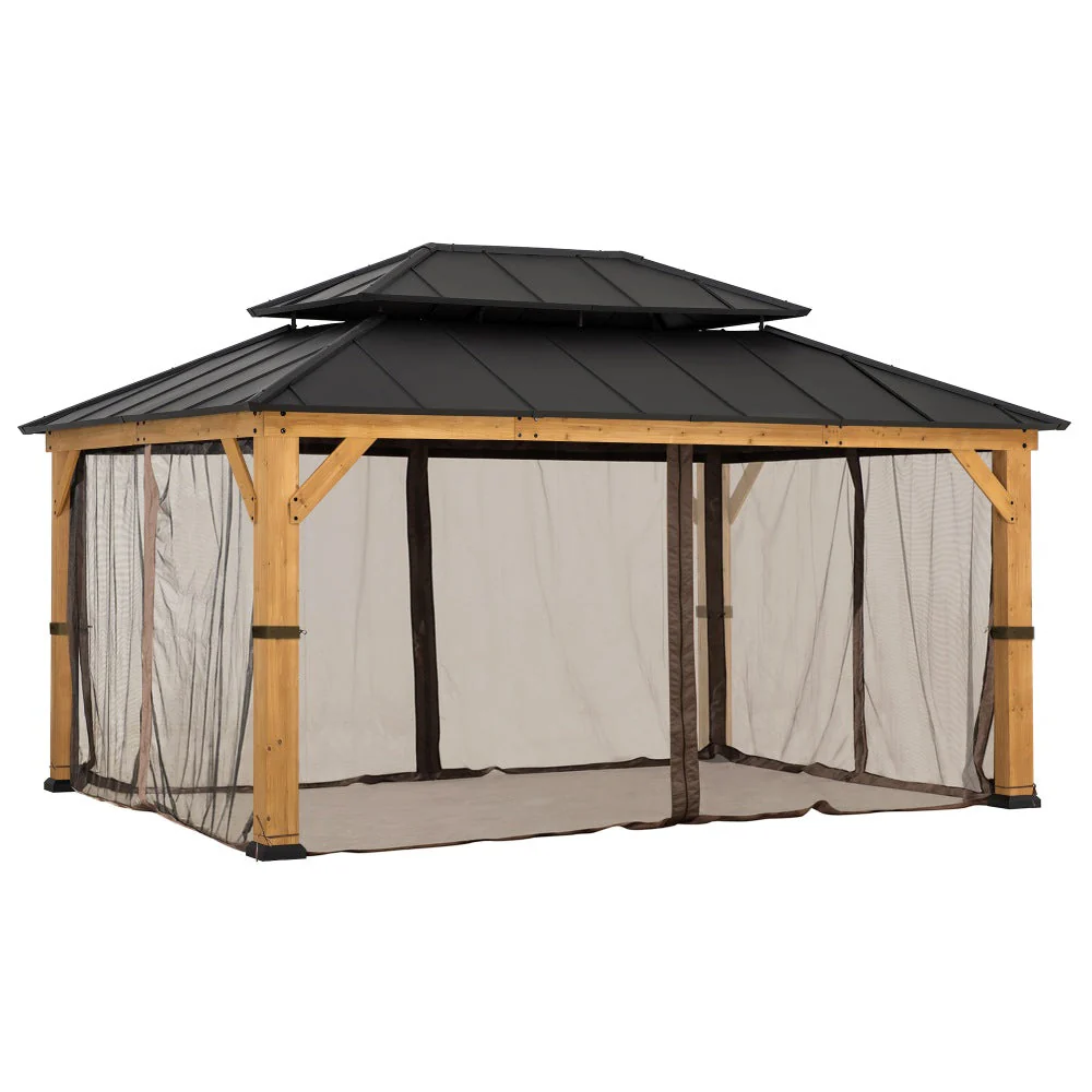 Gazebo Mosquito Netting for 12 ft. x 16 ft. Gazebo - Brown