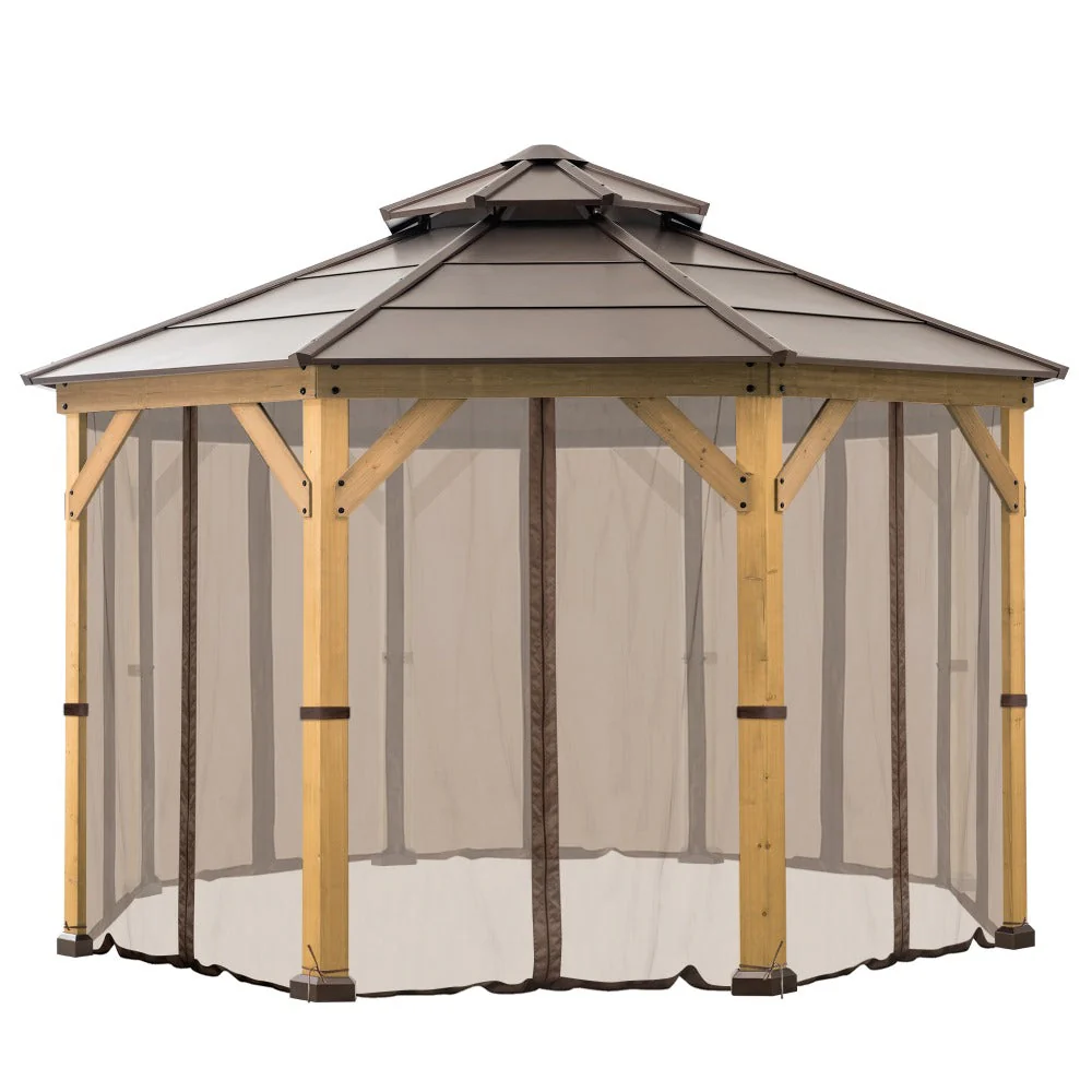 Gazebo Mosquito Netting for 13 ft. x 13 ft. Octagon Hardtop Gazebo - Brown
