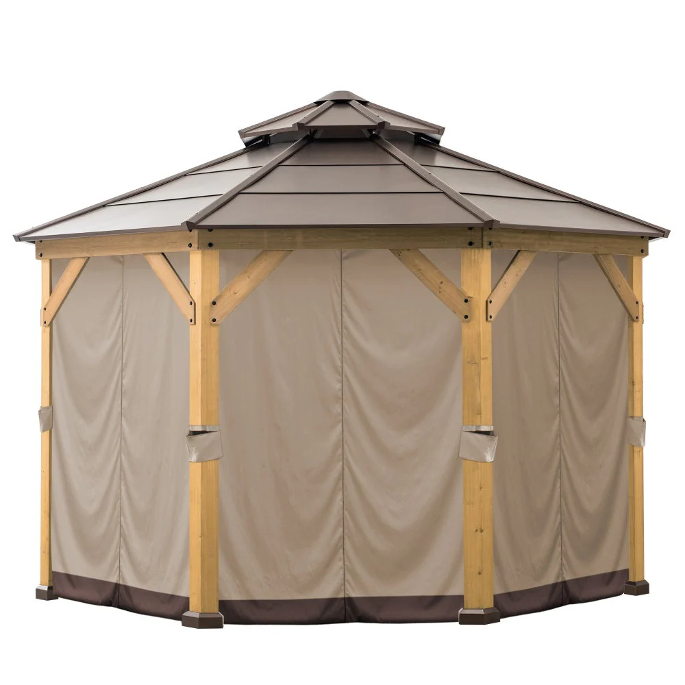Gazebo Curtain for 13 ft. x 13 ft. Octagon Hardtop Gazebo - Brown