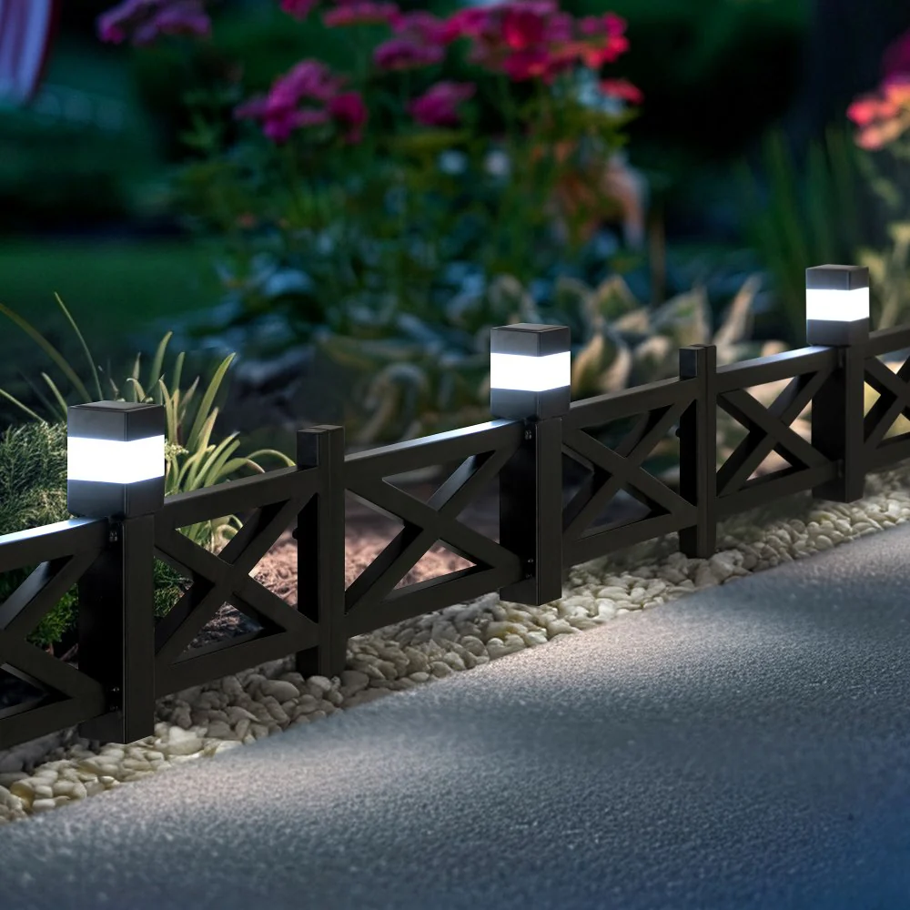 5-Pack Metal Lattice Garden Fence with Solar Lights - Shadow Black