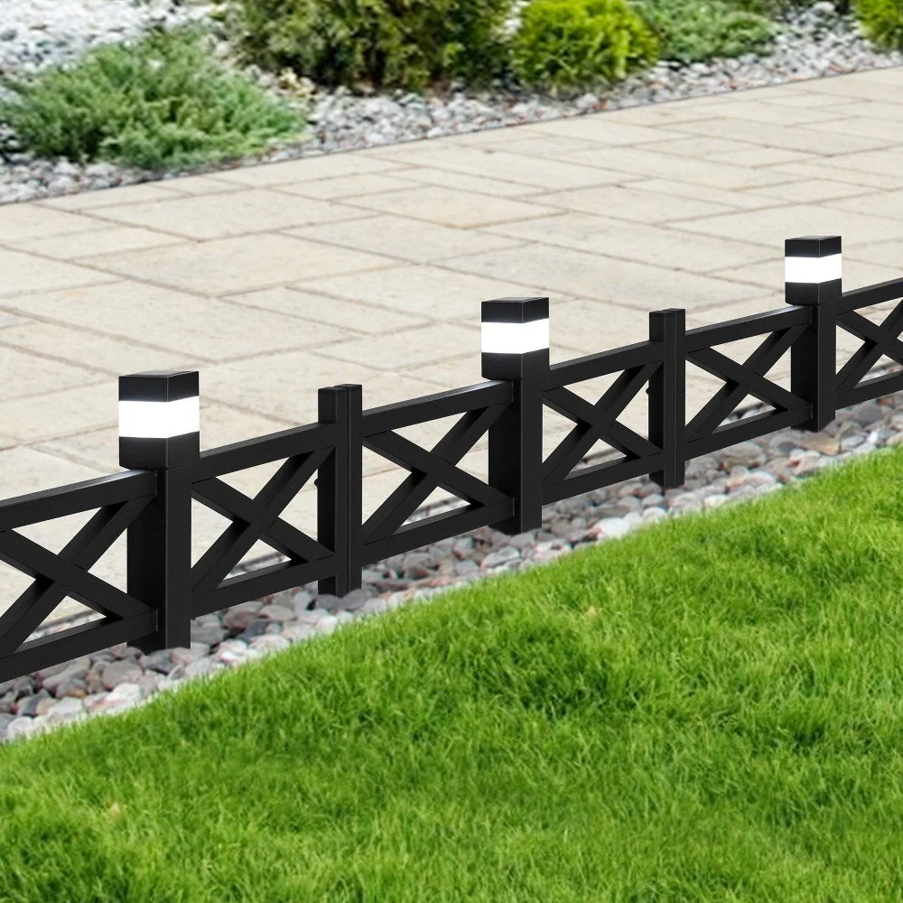 5-Pack Metal Lattice Garden Fence with Solar Lights - Shadow Black - Image 2