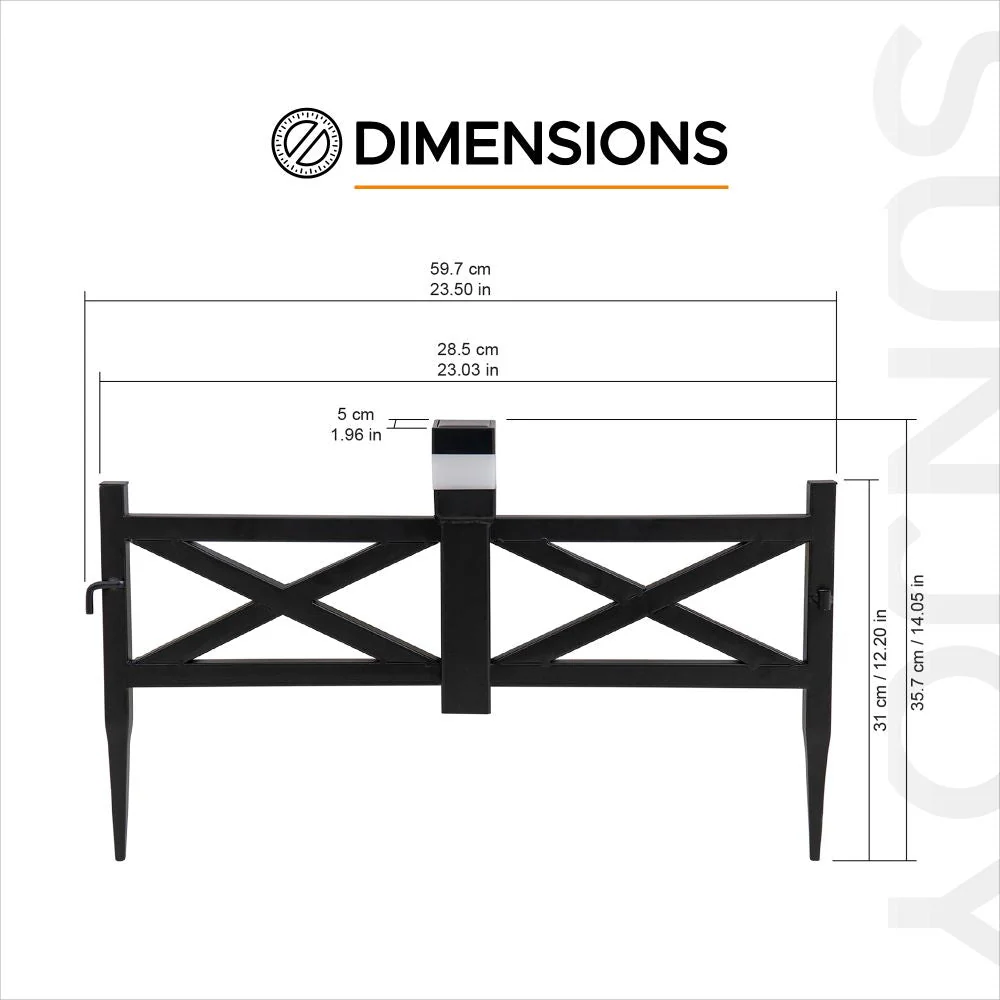 5-Pack Metal Lattice Garden Fence with Solar Lights - Shadow Black - Image 3