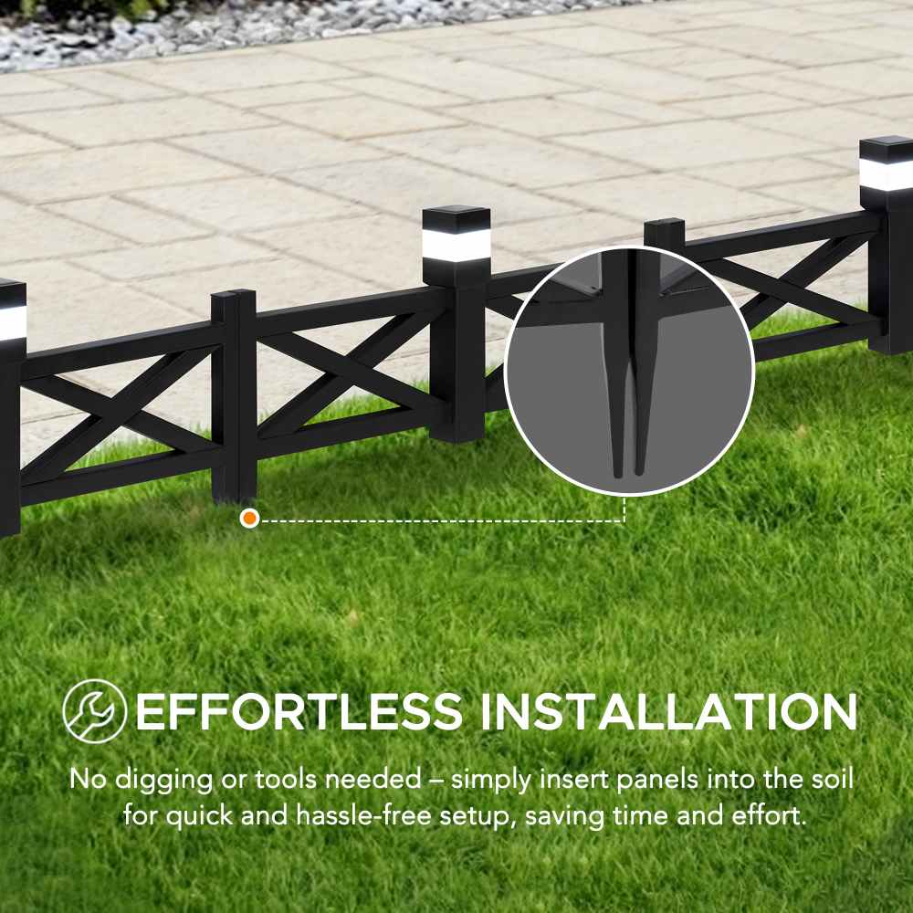 5-Pack Metal Lattice Garden Fence with Solar Lights - Shadow Black - Image 6