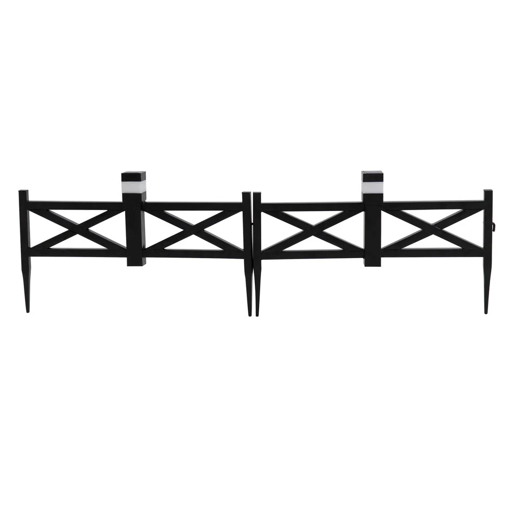 5-Pack Metal Lattice Garden Fence with Solar Lights - Shadow Black - Image 9