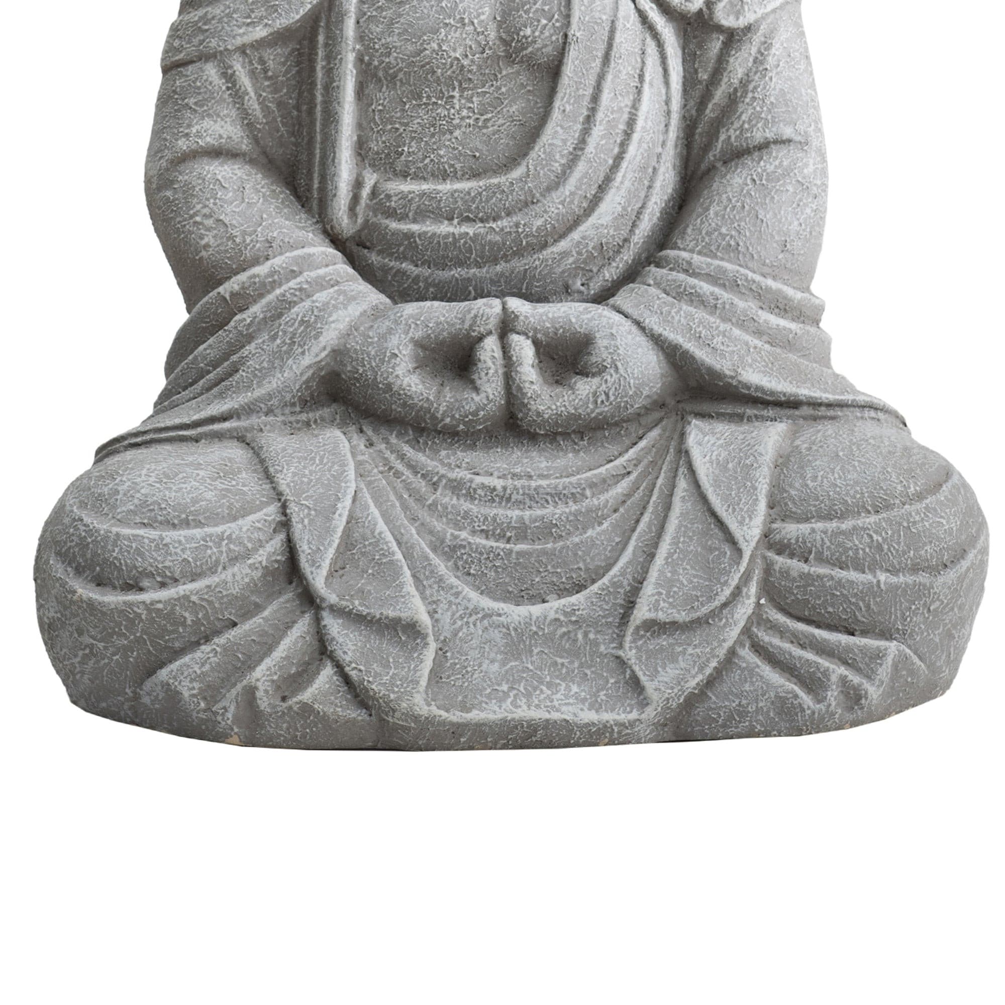 Serenity Meditating Buddha Statue 20" - Weathered Stone Gray - Image 10