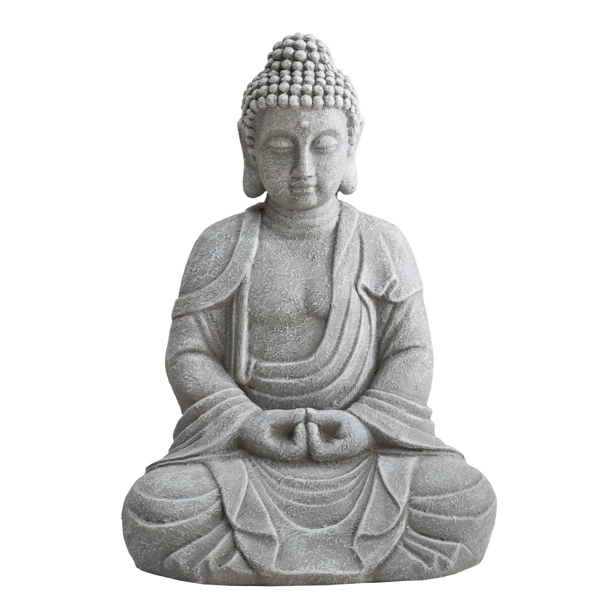 Serenity Meditating Buddha Statue 20" - Weathered Stone Gray - Image 7