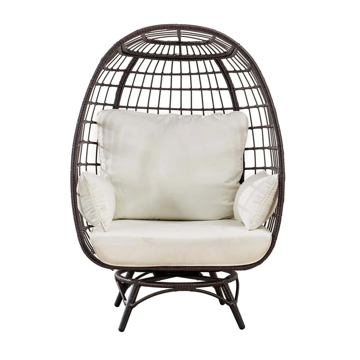 Solis Swivel Egg Cuddle Chair - Charcoal Gray & Oatmeal - Image 11
