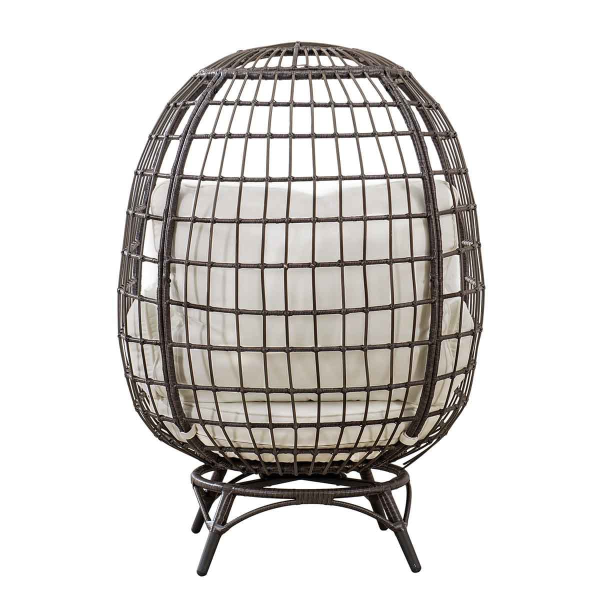 Solis Swivel Egg Cuddle Chair - Charcoal Gray & Oatmeal - Image 12
