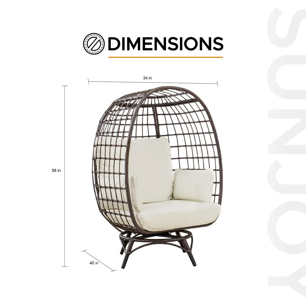Solis Swivel Egg Cuddle Chair - Charcoal Gray & Oatmeal - Image 3