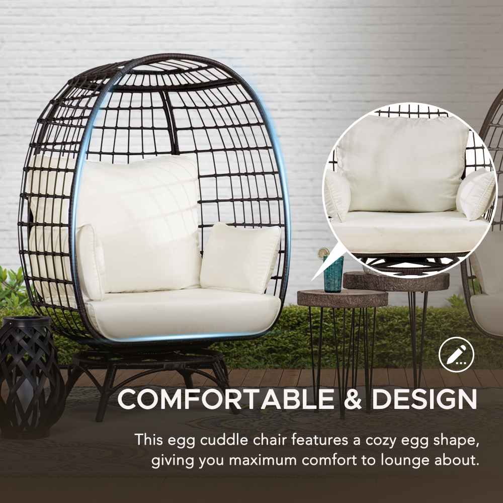 Solis Swivel Egg Cuddle Chair - Charcoal Gray & Oatmeal - Image 6