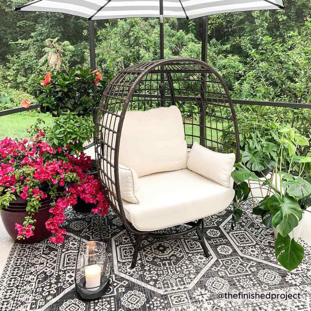 Solis Swivel Egg Cuddle Chair - Charcoal Gray & Oatmeal - Image 8