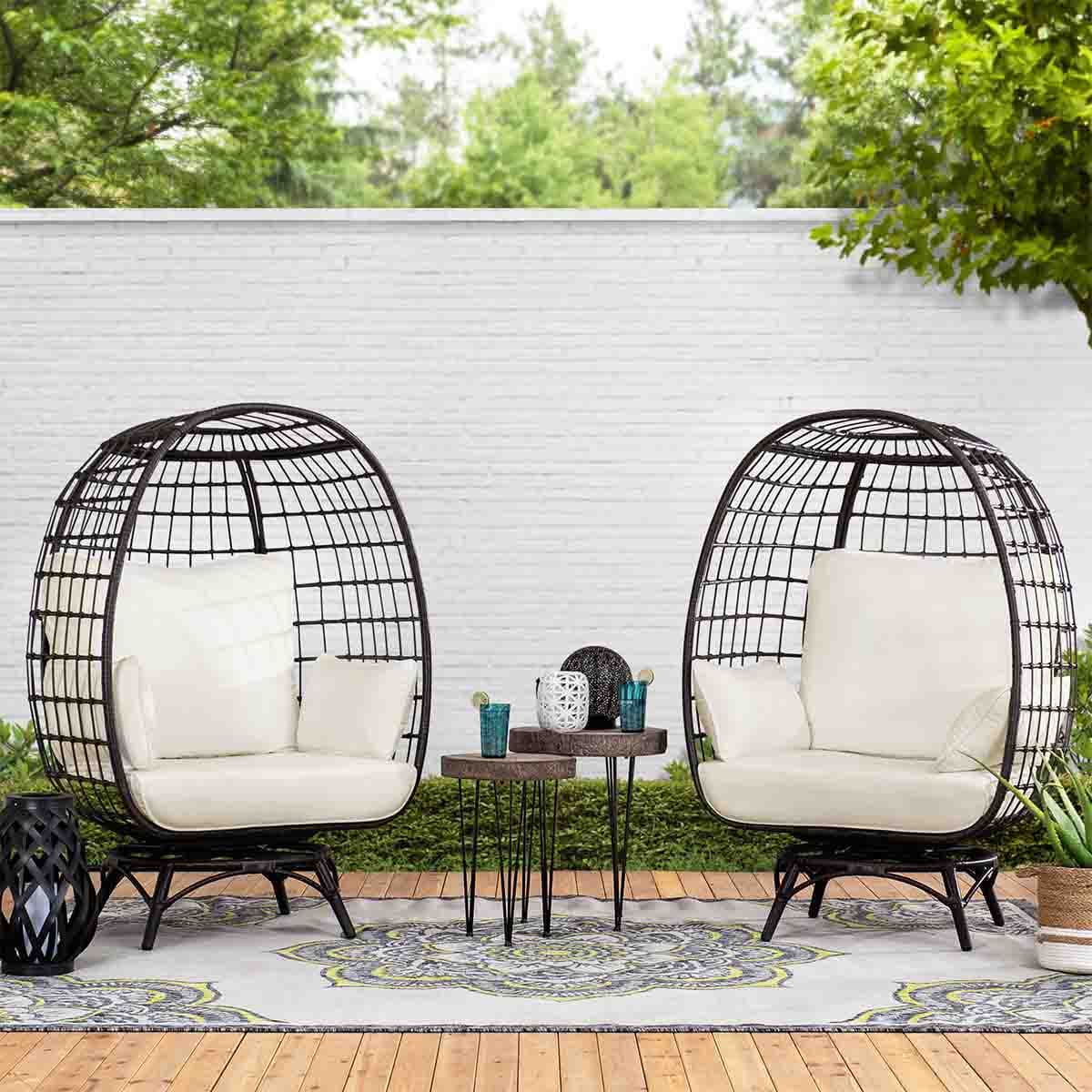 Solis Swivel Egg Cuddle Chair - Charcoal Gray & Oatmeal - Image 9