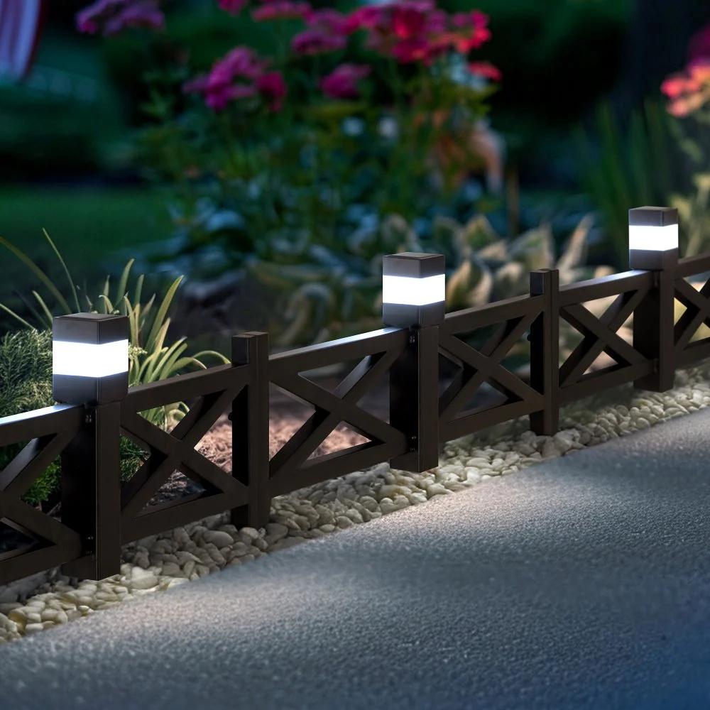 5-Pack Metal Lattice Garden Fence with Solar Lights - Earth Brown