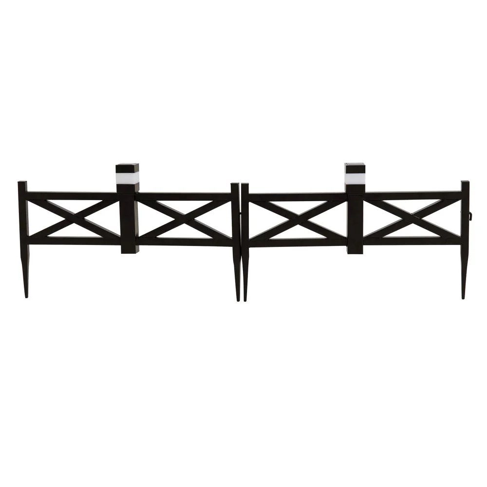 5-Pack Metal Lattice Garden Fence with Solar Lights - Earth Brown - Image 9
