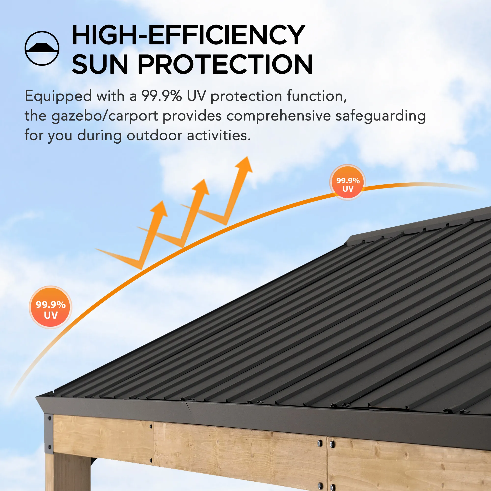 Newville Galvanized Steel Roof Wood Carport 10' x 20' - Image 10