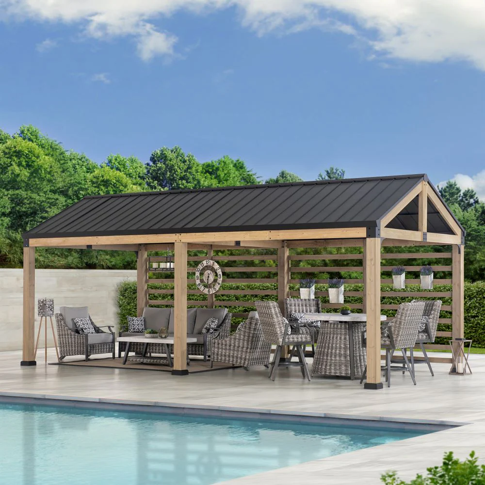 Newville Galvanized Steel Roof Wood Carport 10' x 20' - Image 12