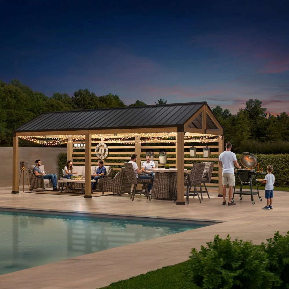 Newville Galvanized Steel Roof Wood Carport 10' x 20' - Image 13