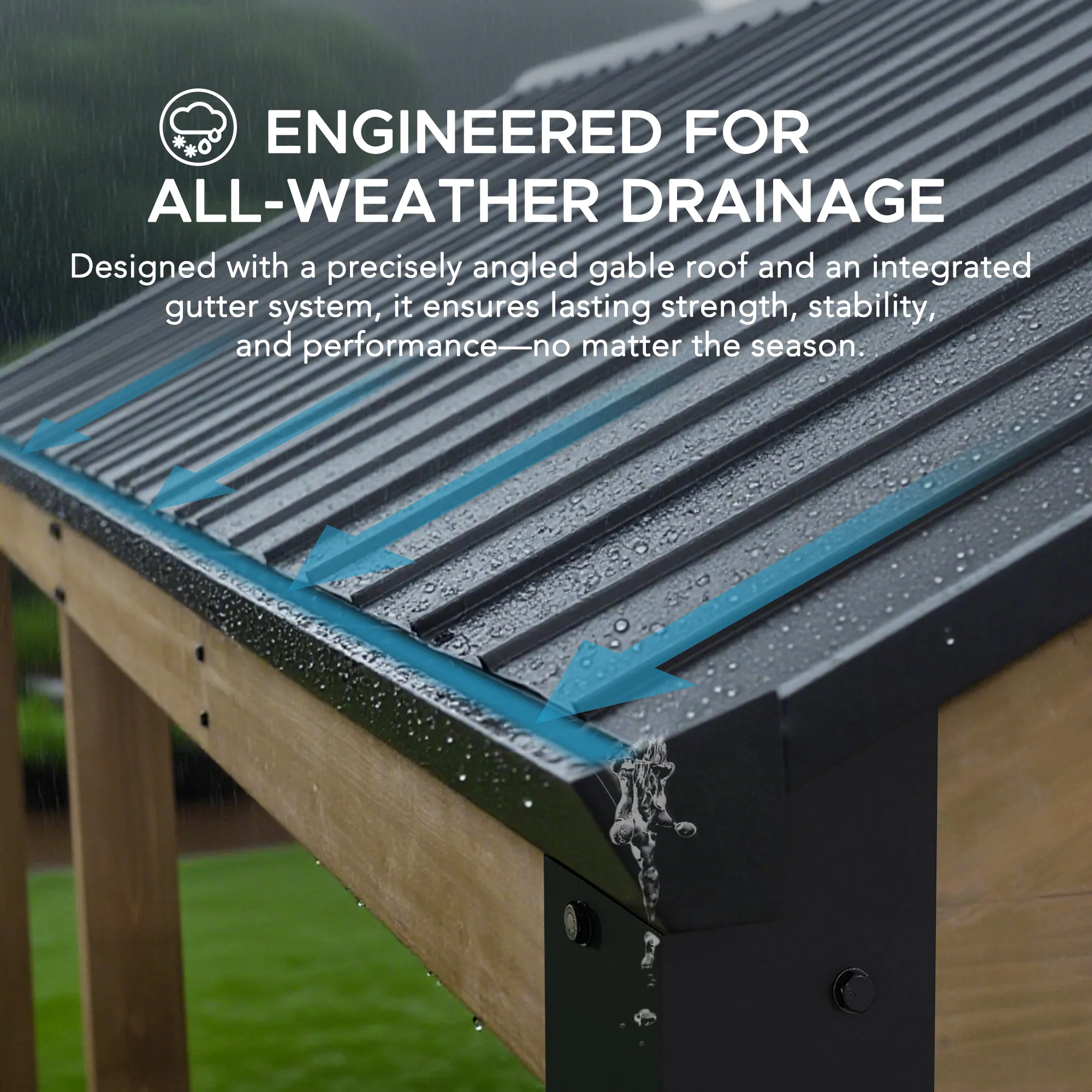 Newville Galvanized Steel Roof Wood Carport 10' x 20' - Image 8