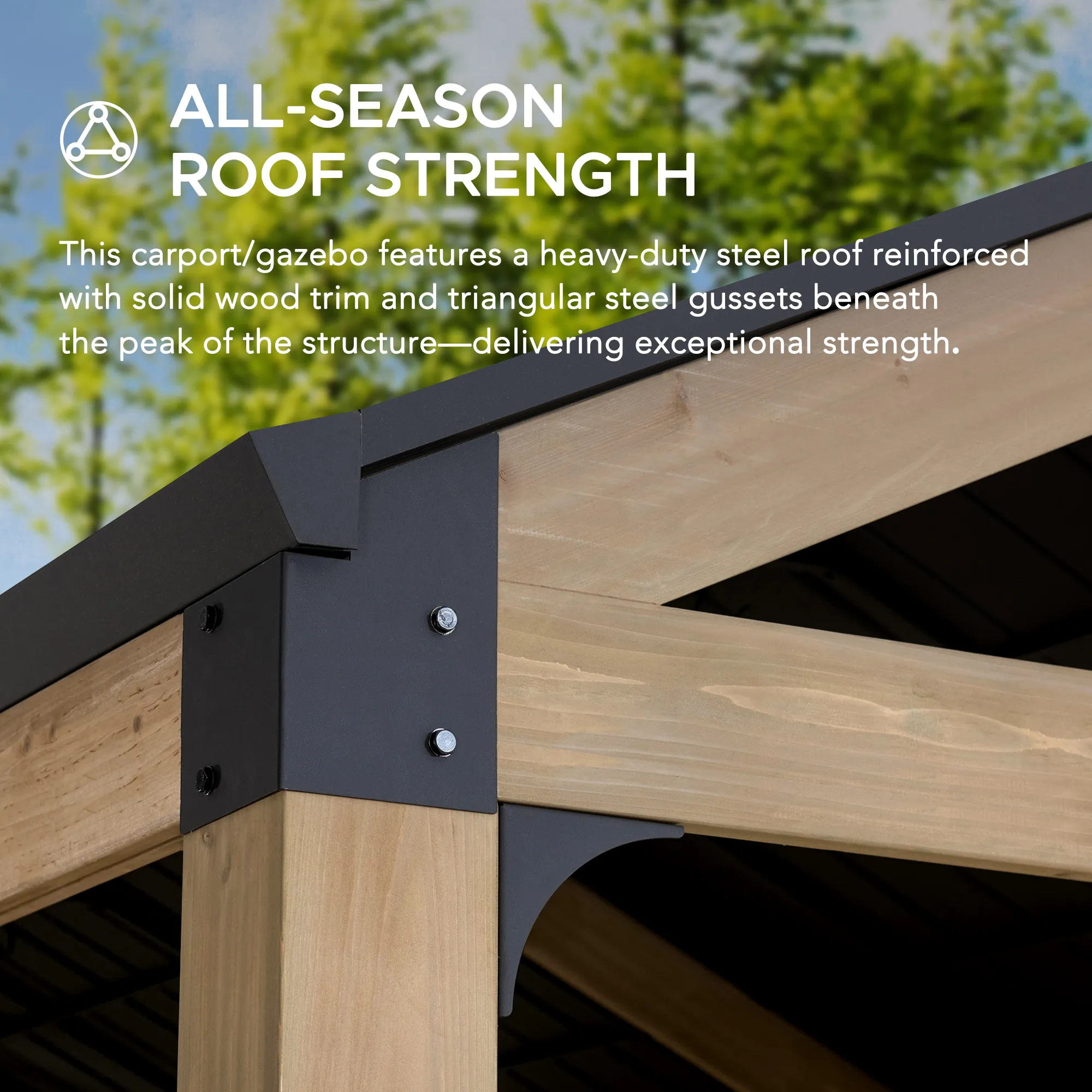 Newville Galvanized Steel Roof Wood Carport 10' x 20' - Image 9
