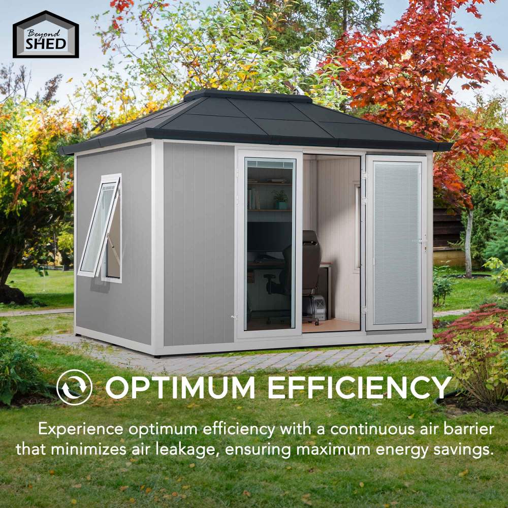 SUNJOY 10 ft. x 12.6 ft. Esquire Beyond Shed - Tan / Gray - Image 13