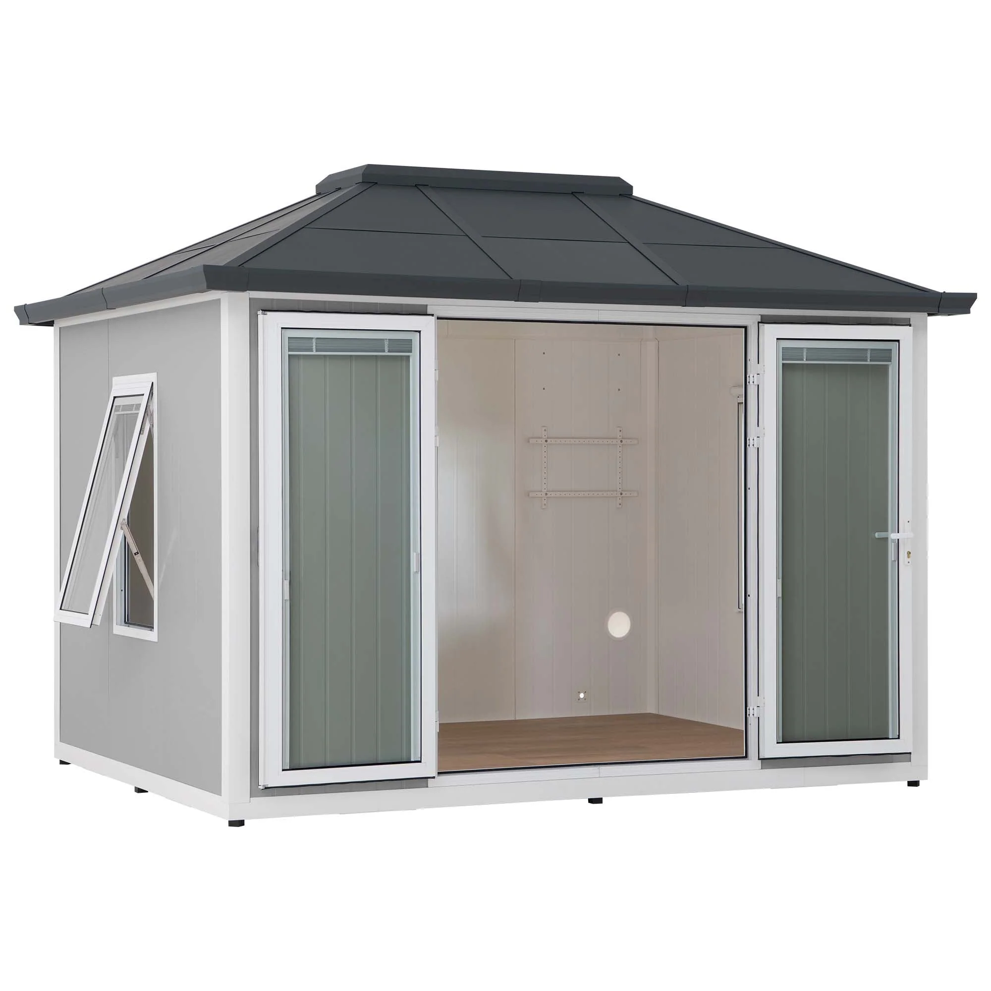 SUNJOY 10 ft. x 12.6 ft. Esquire Beyond Shed - Tan / Gray - Image 15
