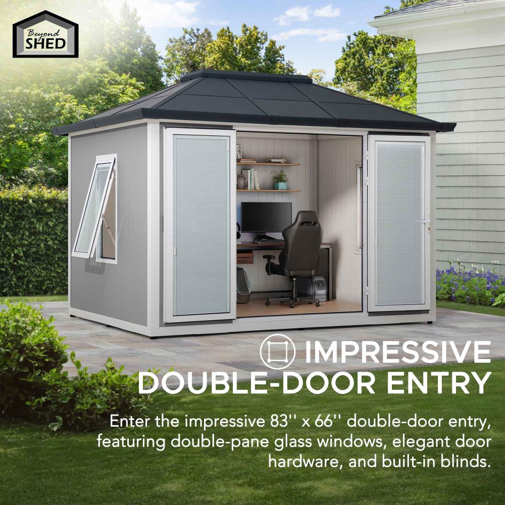 SUNJOY 10 ft. x 12.6 ft. Esquire Beyond Shed - Tan / Gray - Image 4