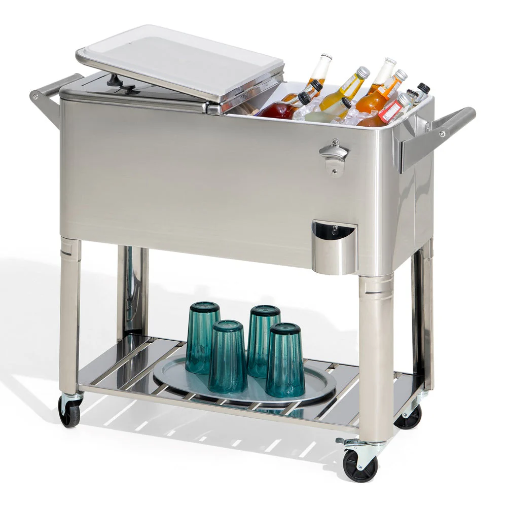 Oasis Stainless Steel Rolling Ice Chest 80 Qt - Image 2
