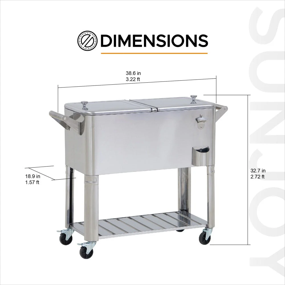 Oasis Stainless Steel Rolling Ice Chest 80 Qt - Image 3
