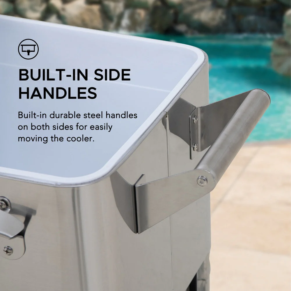 Oasis Stainless Steel Rolling Ice Chest 80 Qt - Image 7