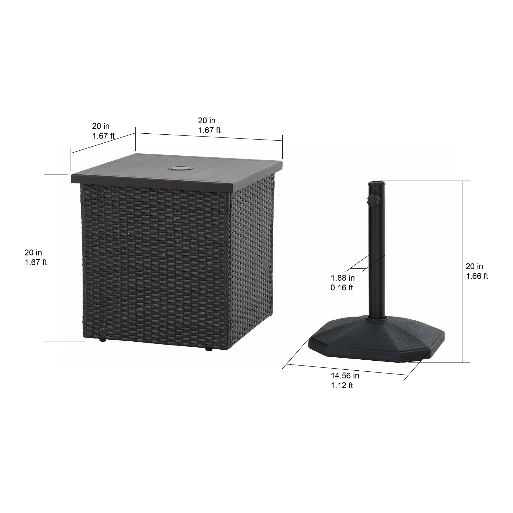 Combination Umbrella Stand Side Table - Brown - Image 3