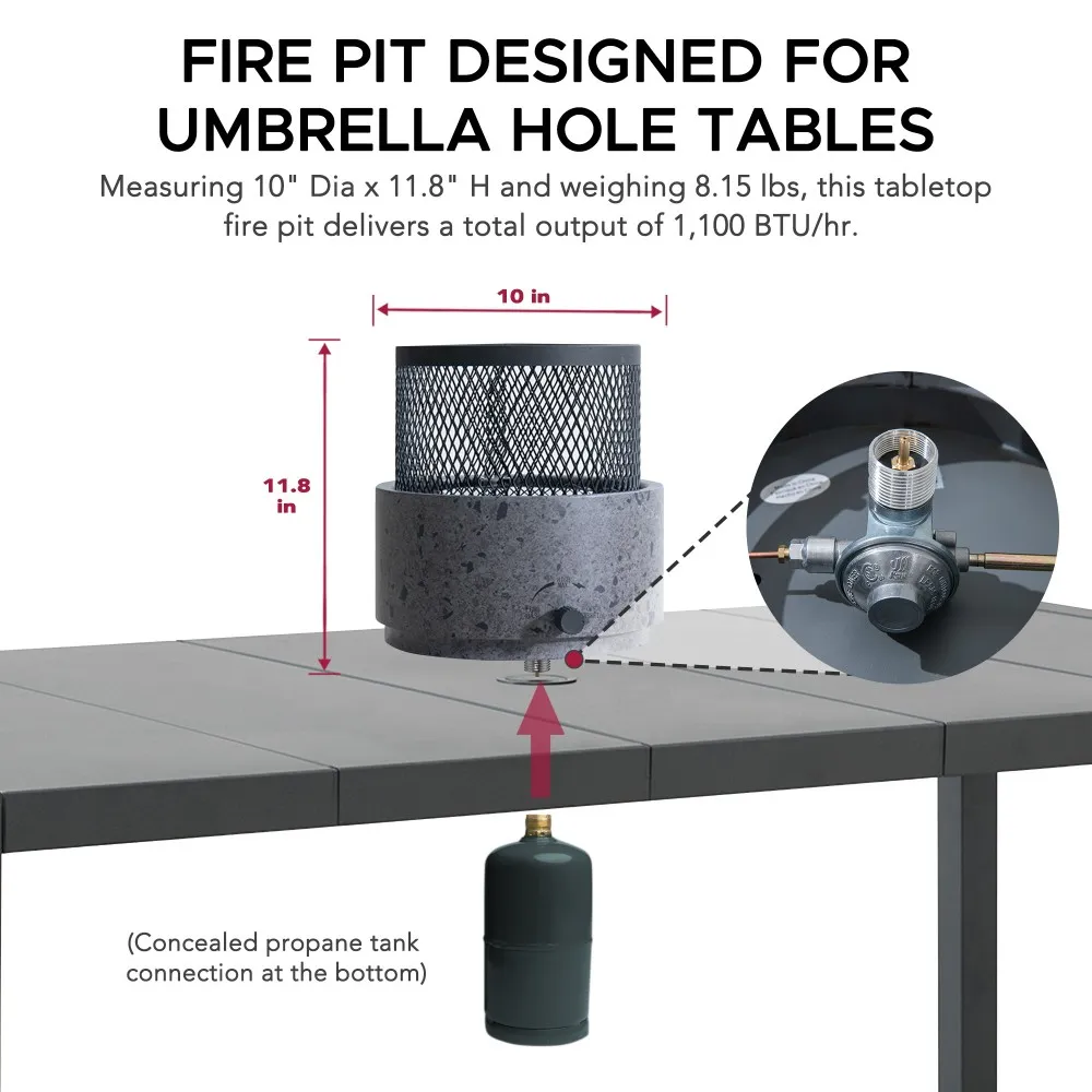 Horizon Smokeless Adjustable Flame Tabletop Propane Fire Pit 10" - Image 7