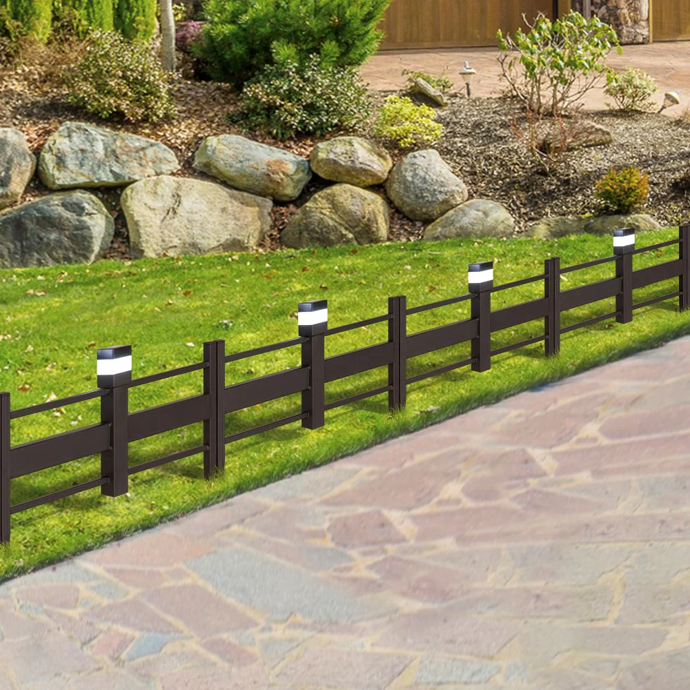 5-Pack Metal Lattice Garden Fence with Solar Lights - Earth Brown - Image 2