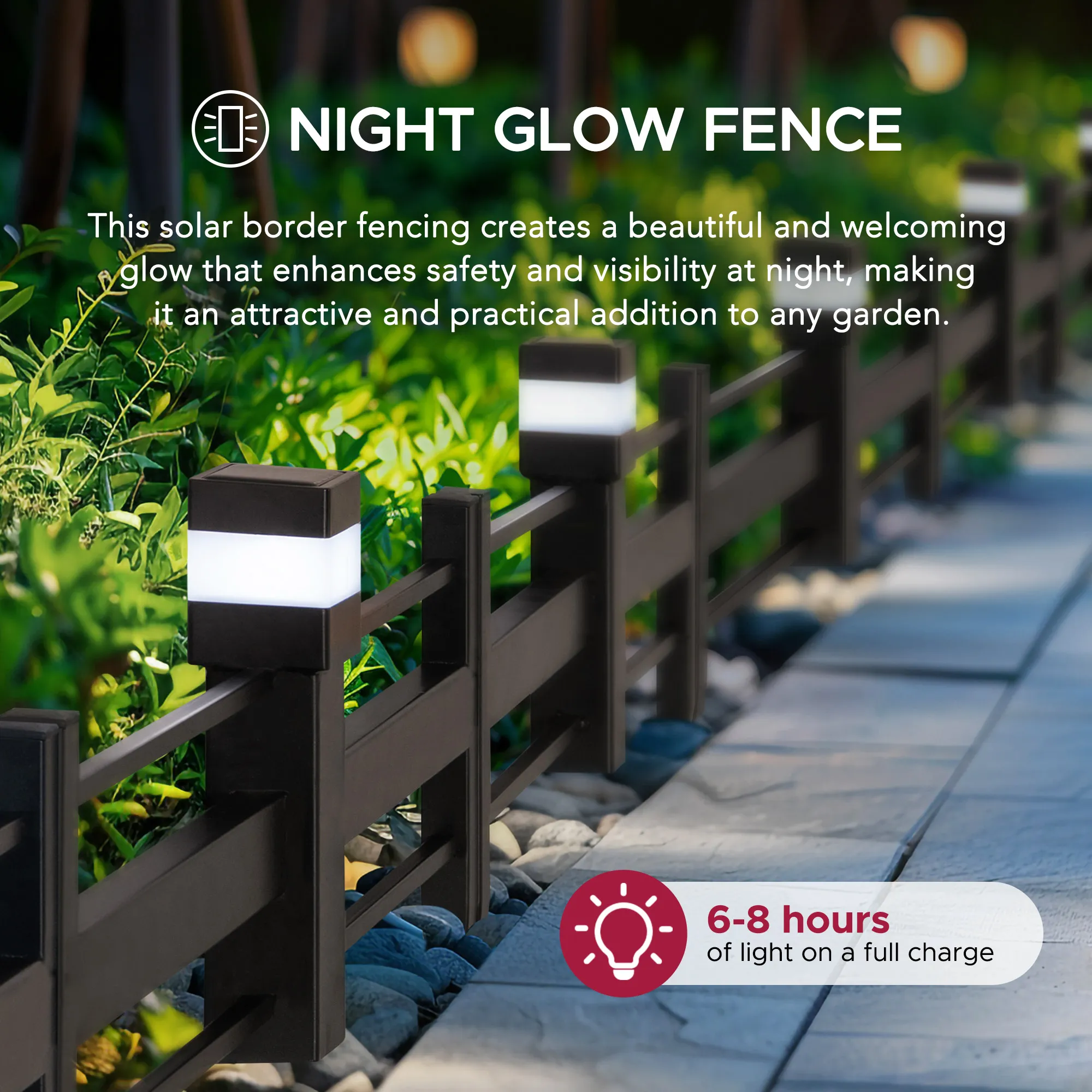 5-Pack Metal Lattice Garden Fence with Solar Lights - Earth Brown - Image 7