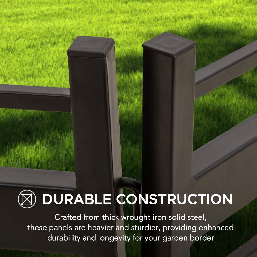 5-Pack Metal Lattice Garden Fence with Solar Lights - Earth Brown - Image 8