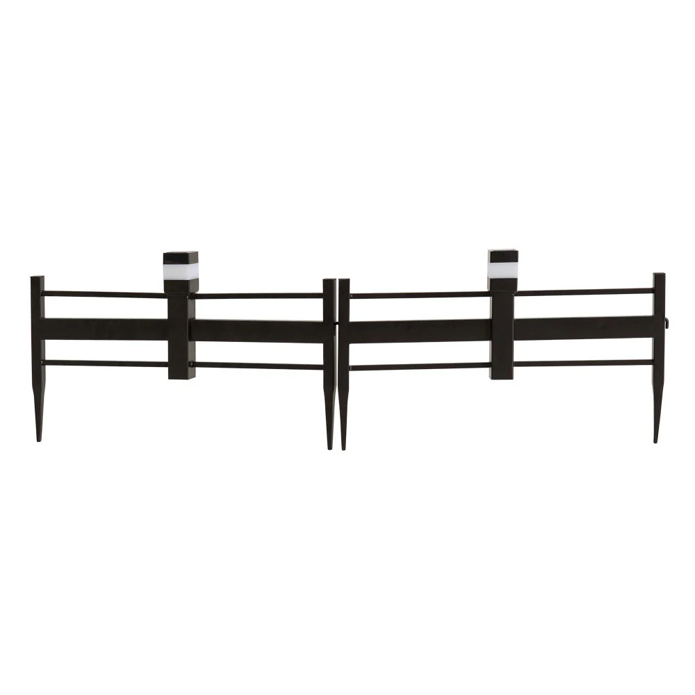 5-Pack Metal Lattice Garden Fence with Solar Lights - Earth Brown - Image 9